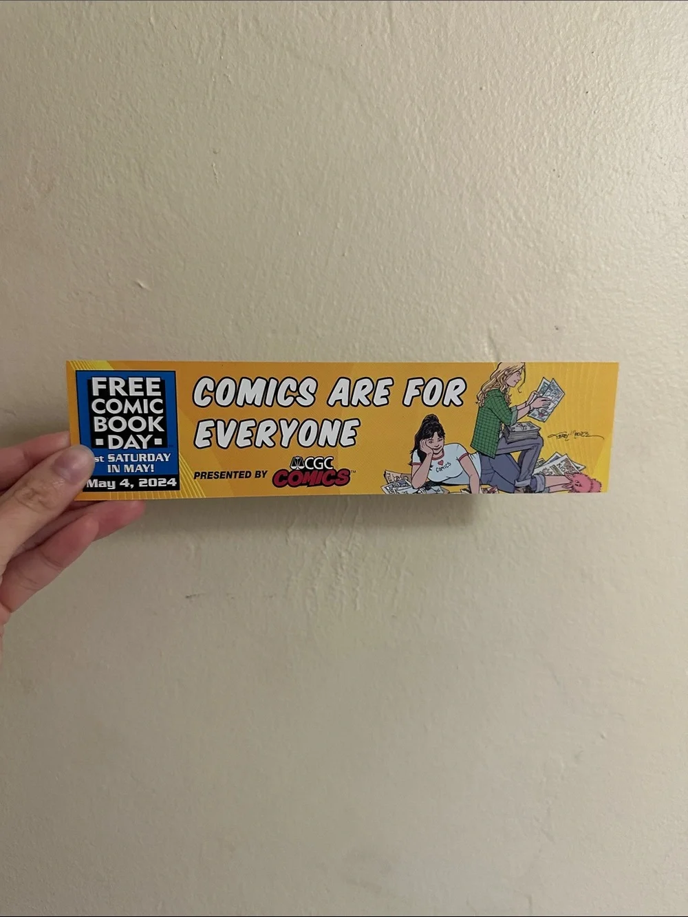 Free Comic Book Day Yellow 'Comics Are For Everyone' Promotional Bookmark